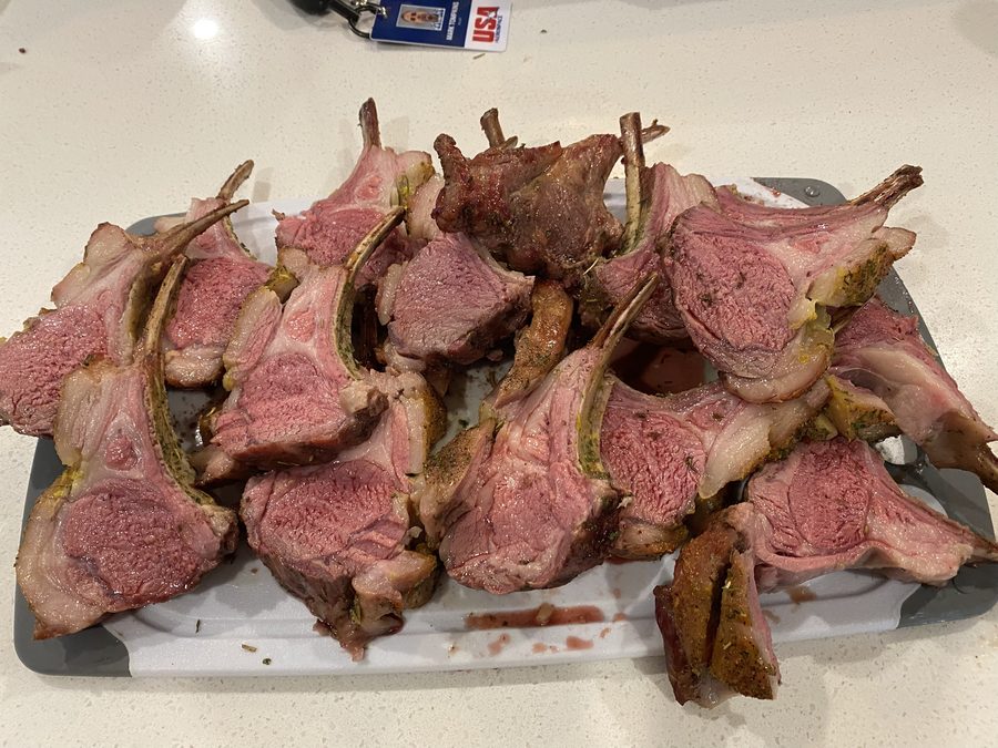 Carved racks of lamb